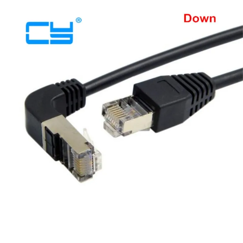 

0,5 м 1 м 2 м 3 м 5 м локоть вверх и вниз угловой Cat5e 8P8C STP Cat 5e RJ45 Lan Ethernet сетевой патч-корд 90D до прямого кабеля 50 см