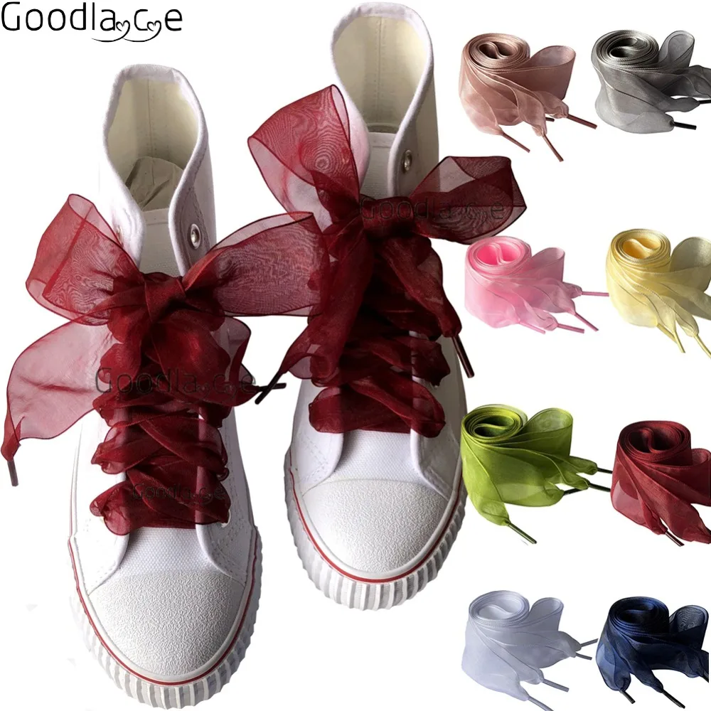 4cm Wide Chiffon Shoelaces Flat Ribbon Shoe Laces for Sneaker Sport Shoes 140cm/55Inch