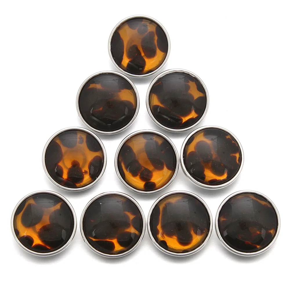 10pcs/lot Mixed 18mm snap button jewelry colorful Resin snap button pression bijoux watches women charm bracelet ZD013