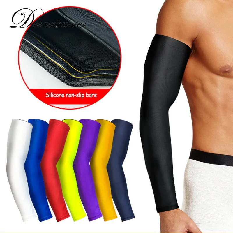 Mangas de brazo de baloncesto, calentadores de compresión transpirables para ciclismo, correr, protección solar, soporte para brazo y codo, 1 piezas