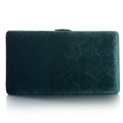 Dark Green Velvet Hard Case Box Clutch Evening Bags and Clutch Purses Handbags with Shoulder  Chain for Ball Party Prom