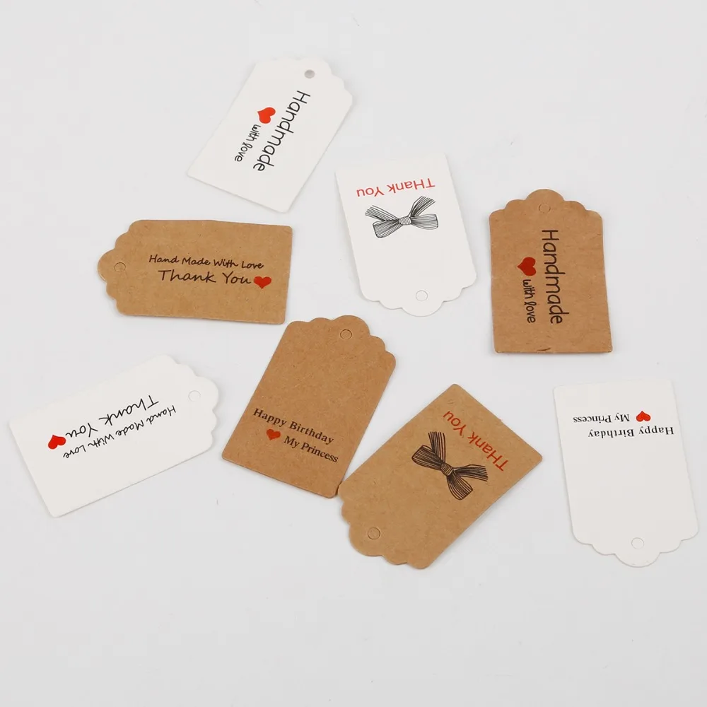 100 قطعة/الوحدة DIY كرافت ورقة العلامات صدفي مستطيل عيد الميلاد الزفاف لصالح حفلة عيد ميلاد كرت هدية التسمية فارغة الأمتعة العلامات #5