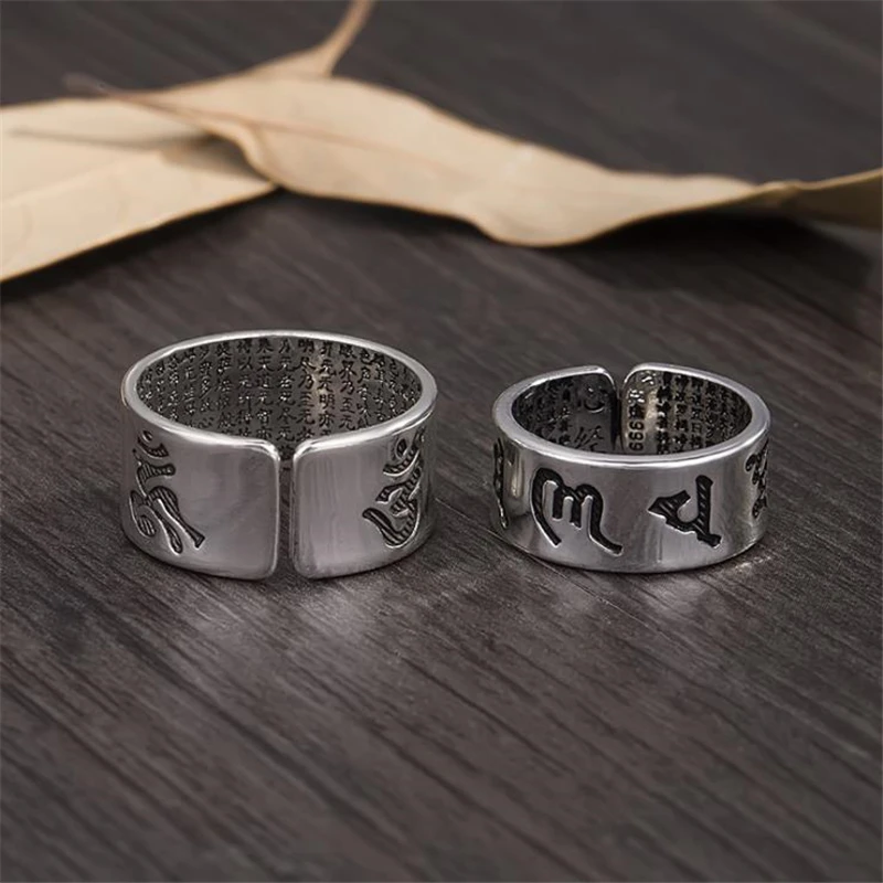 KOFSAC Tibetan Rotating Blessing 925 Silver Rings For Women Jewelry Lucky \