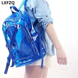 Impermeável PVC Mochila Escolar, Transparente, Transparente, Plástico, Bolsa de Ombro, Espaço Mochila, Notebook, Adolescentes Meninas, Novo