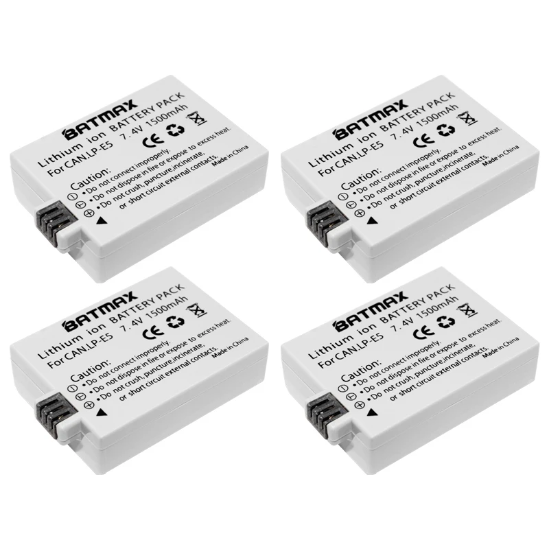 4x Cao Cấp 1500MAh LP-E5 Pin Cho Máy Canon EOS Rebel XS, T1i XSi, 1000D, 500D, 450D, Nụ Hôn X3,X2, F