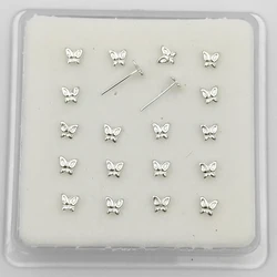 20 Stks/pak 925 Sterling Zilveren Neus Pin Stud Vlinder Vorm Neusgat Piercings Sieraden 24G