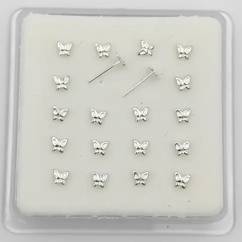20 개/갑 925 스털링 실버 코 핀 스터드 나비 모양 눈썹 피어싱 보석 24 그램 20 개/갑 925 스털링 실버 코 핀 스터드 나비 모양 눈썹 피어싱 보석 24 그램