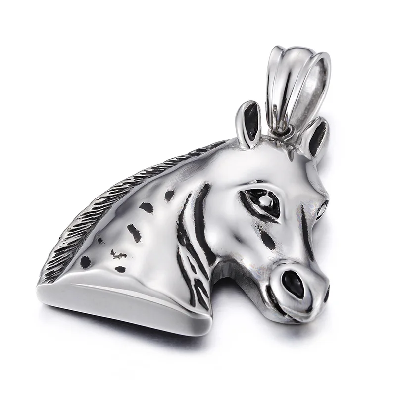 Vintage personality horse head pendant Punk wind personality horse head men's stainless steel