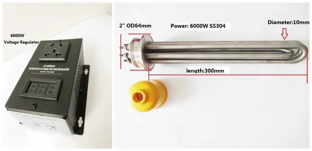 Imagem -03 - Aquecedor Elétrico kw 4.5 kw Kw220 380v Ss304. Kit Regulador de Tensão com Tiristor de 6000w2 Polegadas Od64.