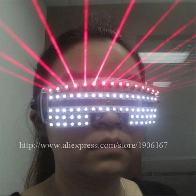 Led Luminous Red Laser Man Glasses Party Christmas Halloween Laserman Show Glasses DJ KTV Nightclub Singer Dancer Stage Props