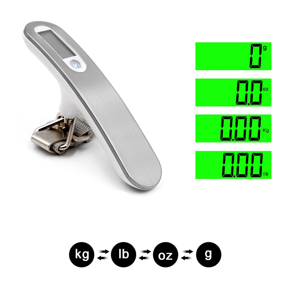 Imagem -02 - Escala de Bagagem Digital Portátil Balança Eletrônica de Peso Steelyard Hook Scale Travel Suitcase Hanging Scale 50kg x 10g
