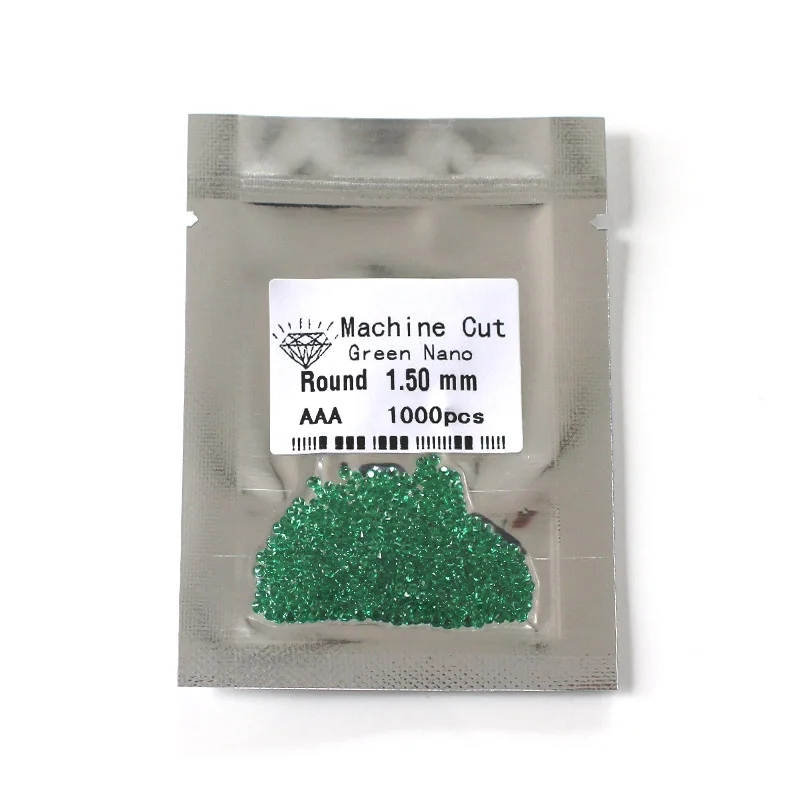 Hot Sale AAAAA 1-3mm Green Nano Gemstone CZ Loose Zircon Stone Brilliant Round Cut Cubic Zirconia Stones For Jewelry Making DIY