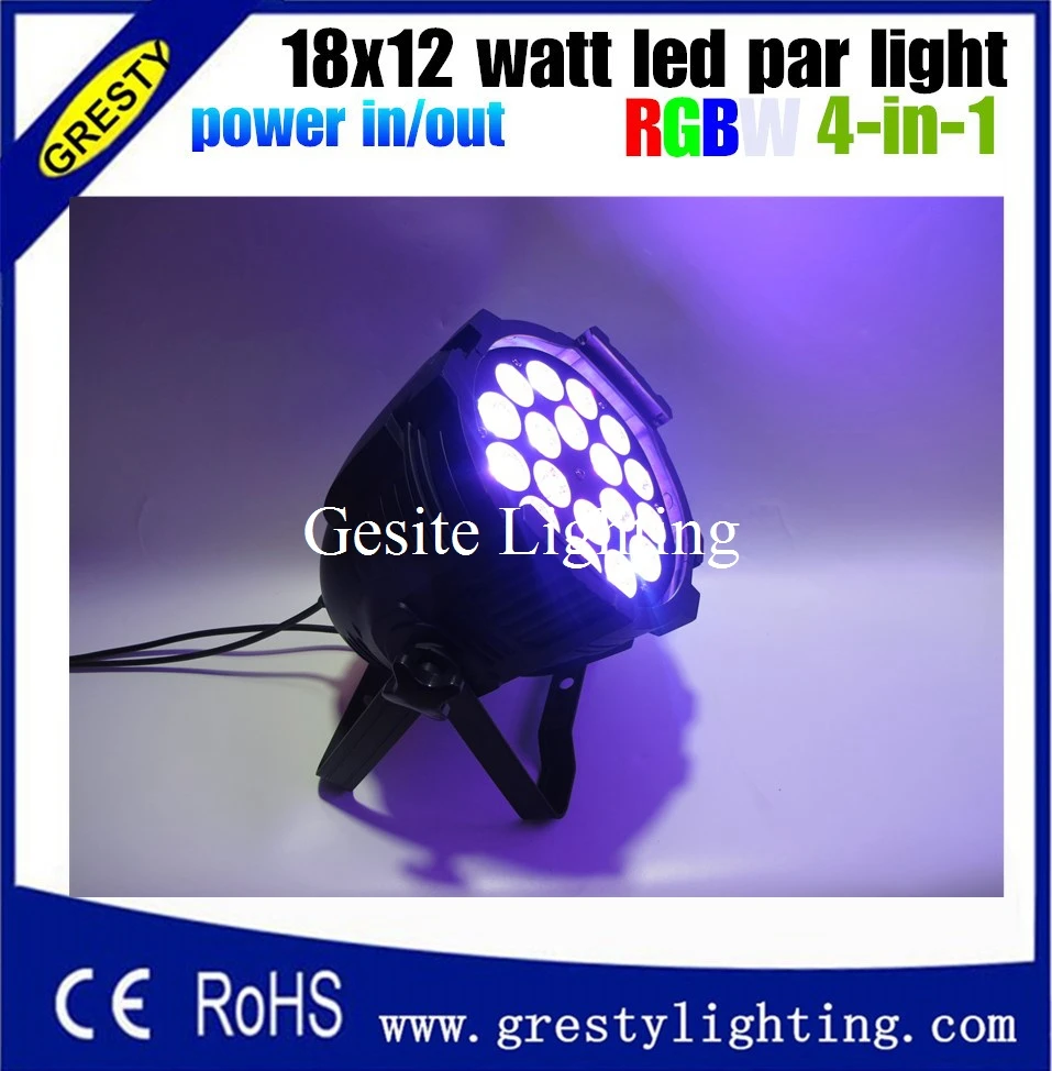 6 pieces/lot 18x12W RGBW 4in1 led par light DMX512 led Stage lighting for sale power in power out