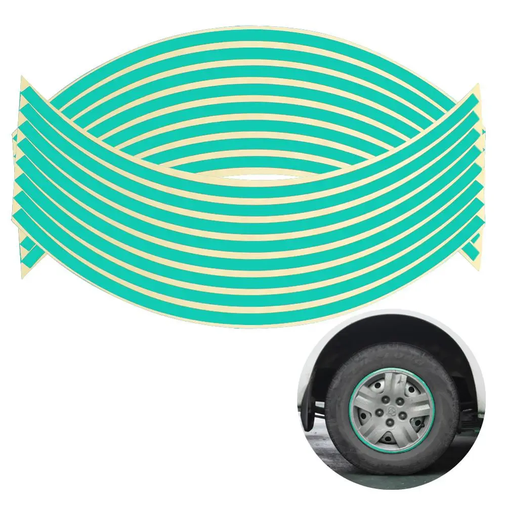 16Pcs/set 18inch Strips Motorcycle Car Rim Stripe Wheel Decal Tape Sticker Lots Reflective Material Road Safety Reflect Tape