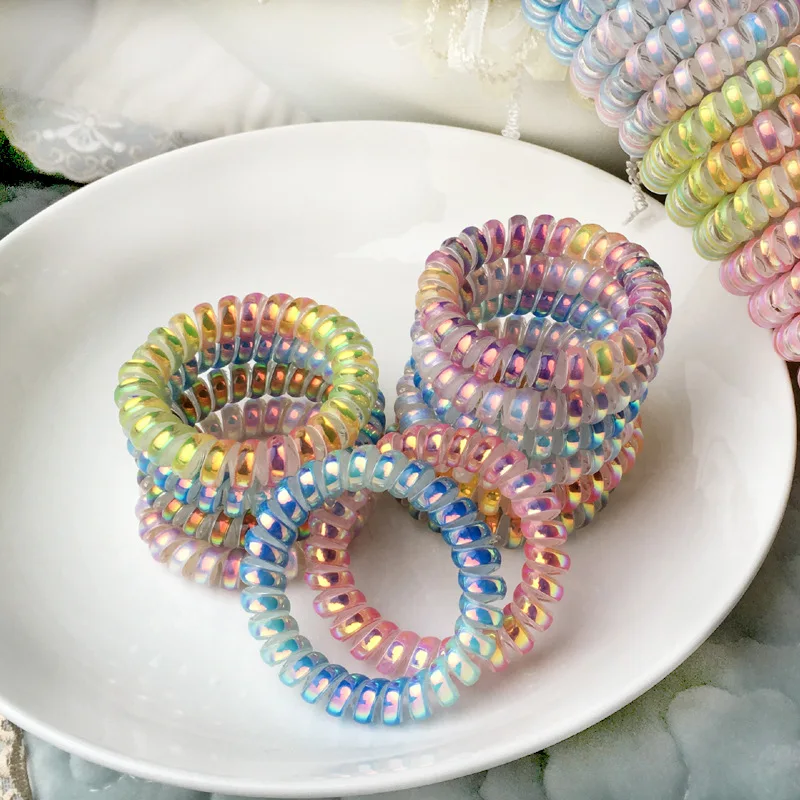 

Multicolors Shiny Coil Hair Ties Elastic Rubber Bands Hair Rope Girls Womens Hair Ring Accessories Ponytail Holders