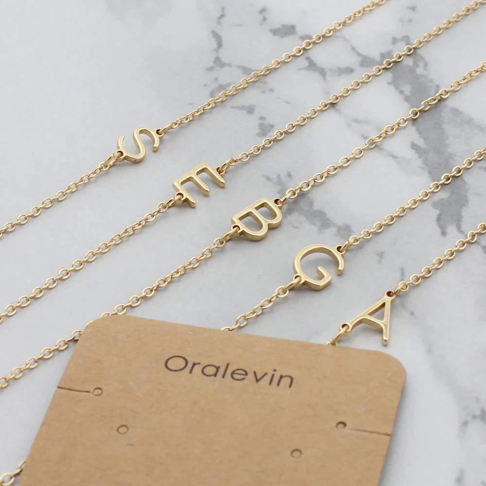 Tiny   Color Sideways Initial Name Necklace Alphabet Letter Choker Necklace Jewelry Bridesmaid Women Gift
