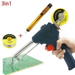 220V 60W Automatic Send Tin Gun Electric Soldering Iron Rework Station Desoldering Pump Welding Tool Solder Wire