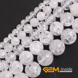 Crackle White Quartzs Stone Beads For Jewelry Making Strand 15