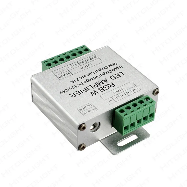 Aluminum shell 4CH amplifier DC 12V 24V Input, 24A Current used for 3528 5050 SMD RGBW LED Strip Light