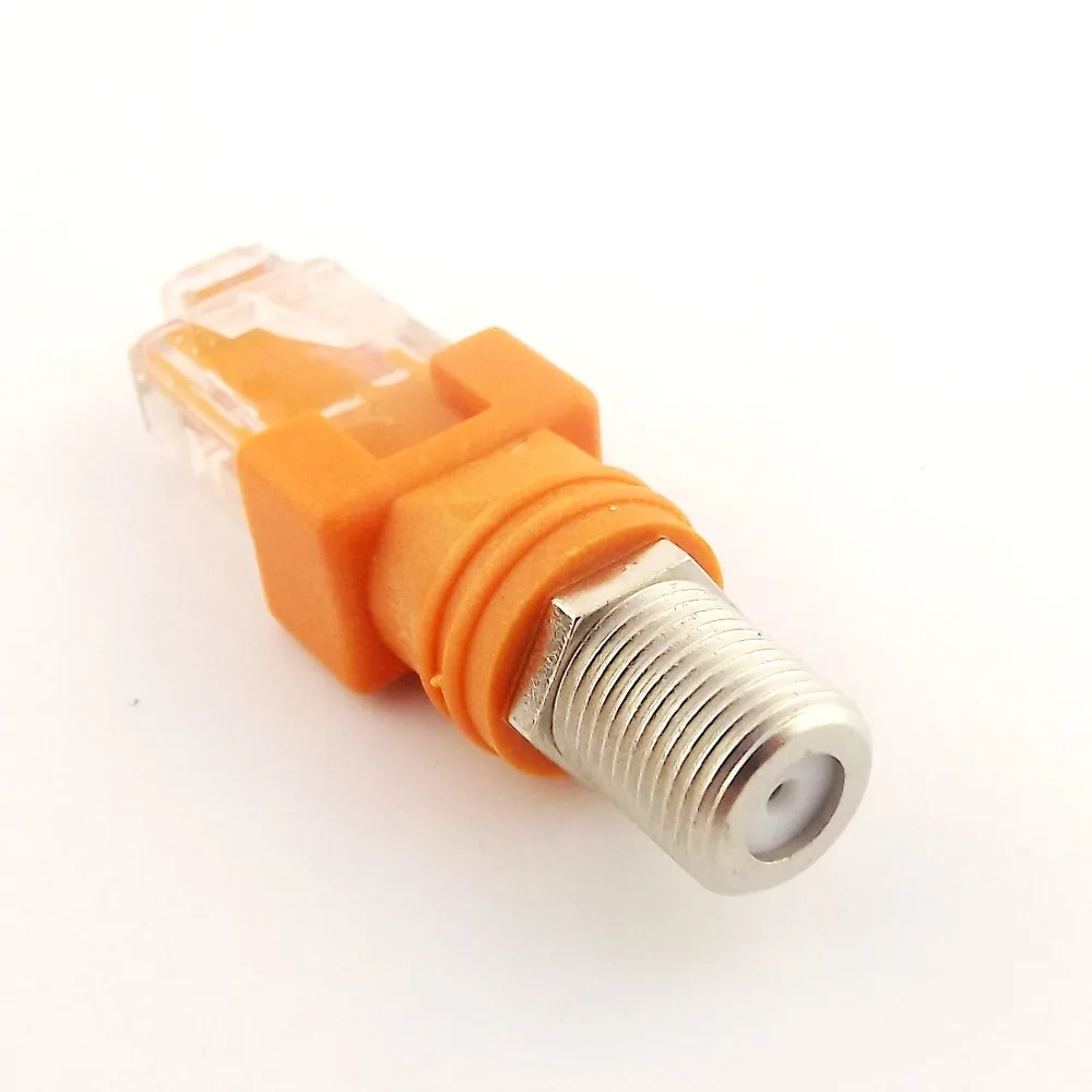 10pcs F Female to RJ45 Male Coaxial Coax Barrel Coupler Adapter RJ45 to RF Connector