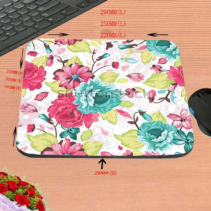 Mairuige High Quality Customized Mouse Pad Abstract Pink White Background Colors Flowers Vectors Fashion Rubber Mouse Mat Pad