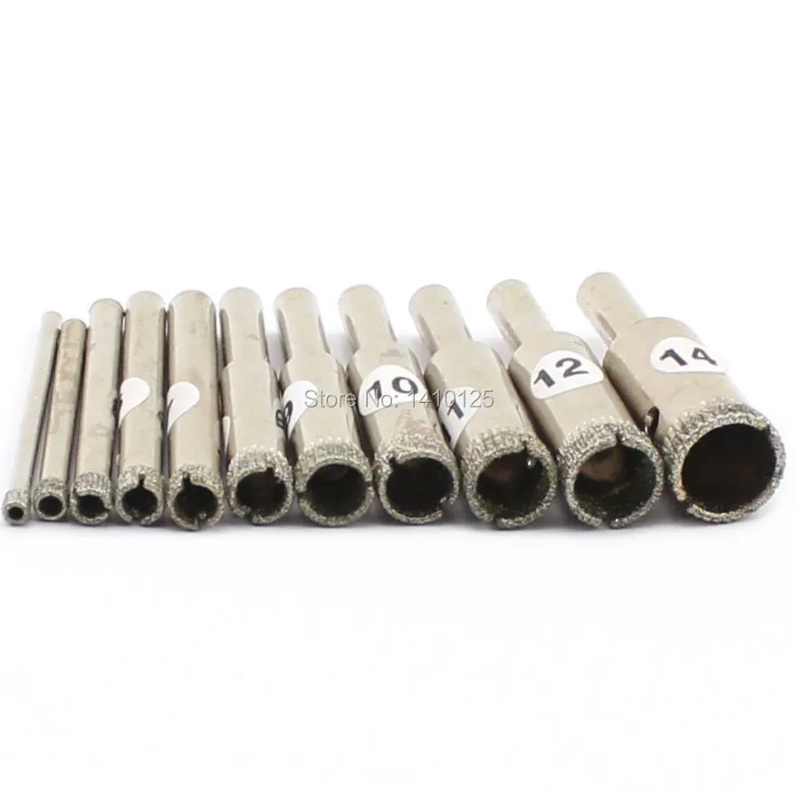 11Pcs 3 4 5 6 7 8 9 10 11 12 14 mm Diamond Core Drill Bit Coated Hole Cutter Saw Masonry Drilling Glass Tile Marble Granite