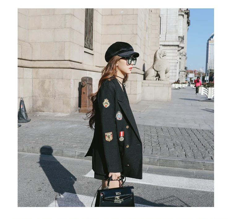 Women\'s Long Sleeve Blazers Suit, Female Jacket, Plus Size, Loose, Casual, Badge, Spring Paragraph, New, Z271