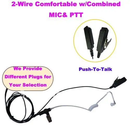 

Freeship air tube headphone 2-Wire Comfort Acoustic Tube Earpiece w/Combined PTT & MIC for portable radio