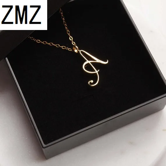 ZMZ 50pcs/lot 2019 Europe/US fashion English letter pendant lovely letter A text necklace gift for mom/girlfriend party jewelry