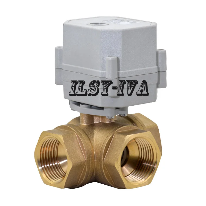 

AC/DC 9V to 24V brass electric actuator valve,3 way 1" T type/L type Electric Ball Valve