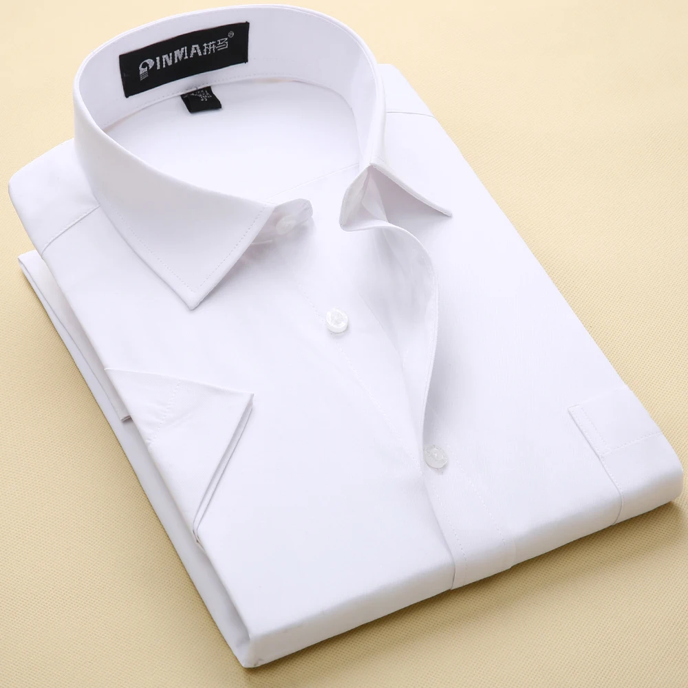 Men\'s Short Sleeve Turn-Down Collar Dress Shirt Mens Formal Shirts Solid Color Shirts Summer Style Clothes