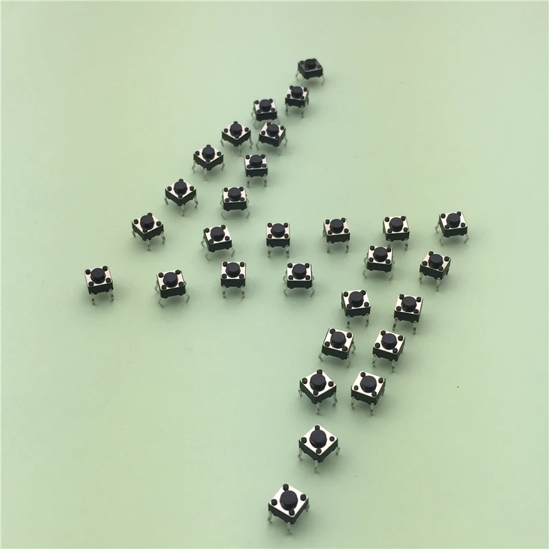 50pcs/lot 6x6x4.3MM 4PIN G89 Tactile Tact Push Button Micro Switch Direct Plug-in Self-reset DIP Top Copper