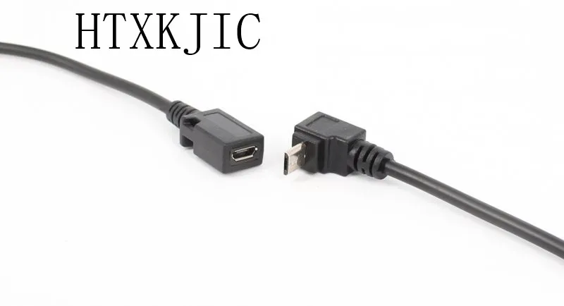 1 قطعة 90 درجة الكوع مايكرو ذكر إلى أنثى خط L نوع المصغّر usb ثورة أم كابل نقل بيانات الأسلاك النحاسية اليسار اليمين حتى أسفل