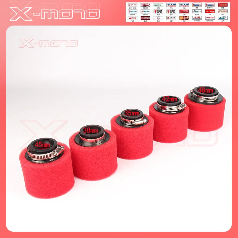 35mm 38mm 42mm 45mm 48mm Neck Foam Red Air Filter Sponge Cleaner Moped Scooter Dirt Pit Bike Motorcycle BLACK Kayo BSE