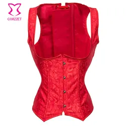 Red Steel Boned Underbust Corset Vest Bustier Top Plus Size 6XL Corpetes E Espartilhos Sexy Corsets And Bustiers Gothic Clothing