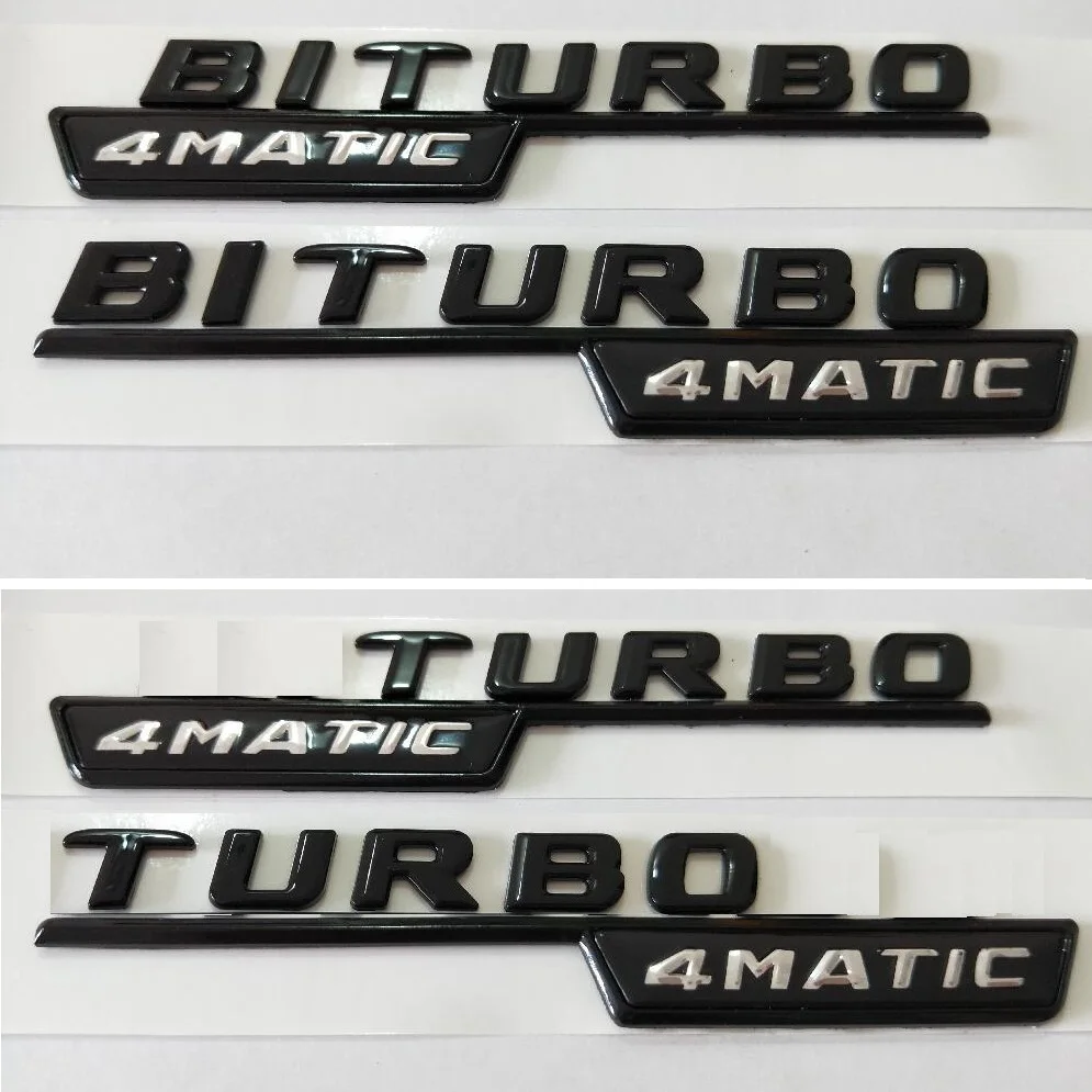 

Gloss Black BITURBO TURBO 4MATIC Fender Emblems Badges for Mercedes Benz BITURBOAMG TURBO4AMTIC BITURBO4MATIC AMG