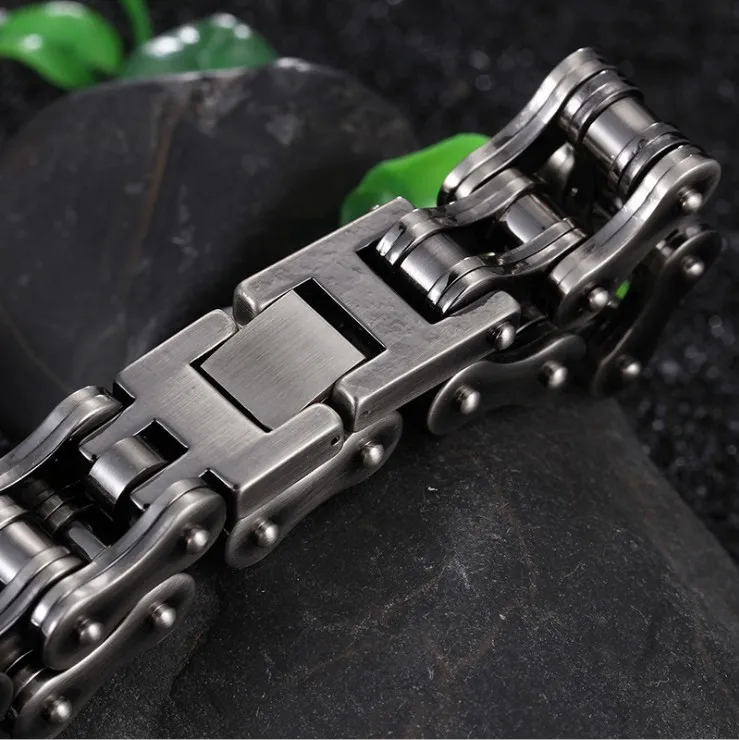 Hiphop Heavy Vintage Matte Brush Bike Link Bracelet Punk Men Women Stainless Steel Motorcycle Biker Bicycle Chain Bangle Jewelry