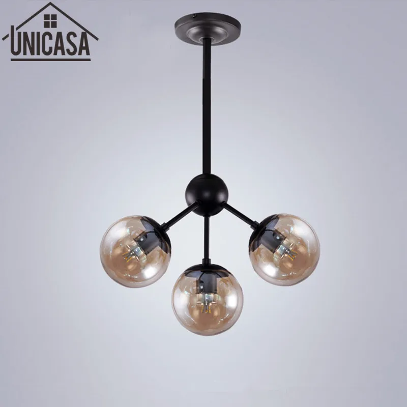 

modern pendant light restaurant lighting bar Amber Glass Black industr lights DNA molecular vintage ceiling lamp kitchen lamps