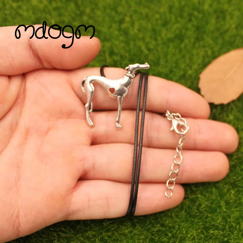 Mdogm Greyhound Necklace Dog Animal Pendant Antique Gold Silver Plated Jewelry For Women Male Female Girls Ladies N137