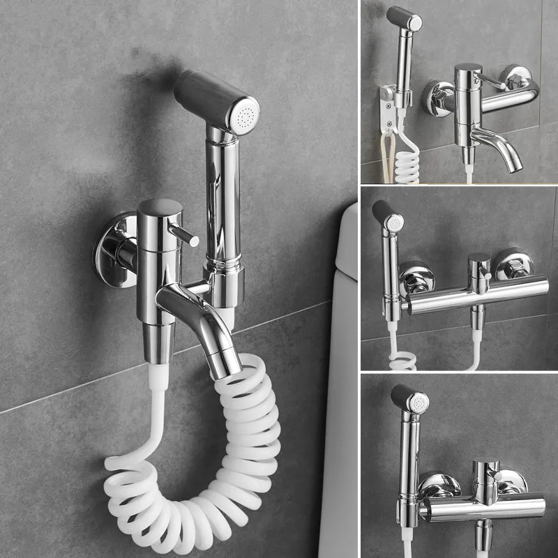 

Bidet Faucet Set Brass Black/Chrome Toilet Corner Valve Handheld Hygienic Shower Head Wash Car Pet Sprayer Airbrush Tap