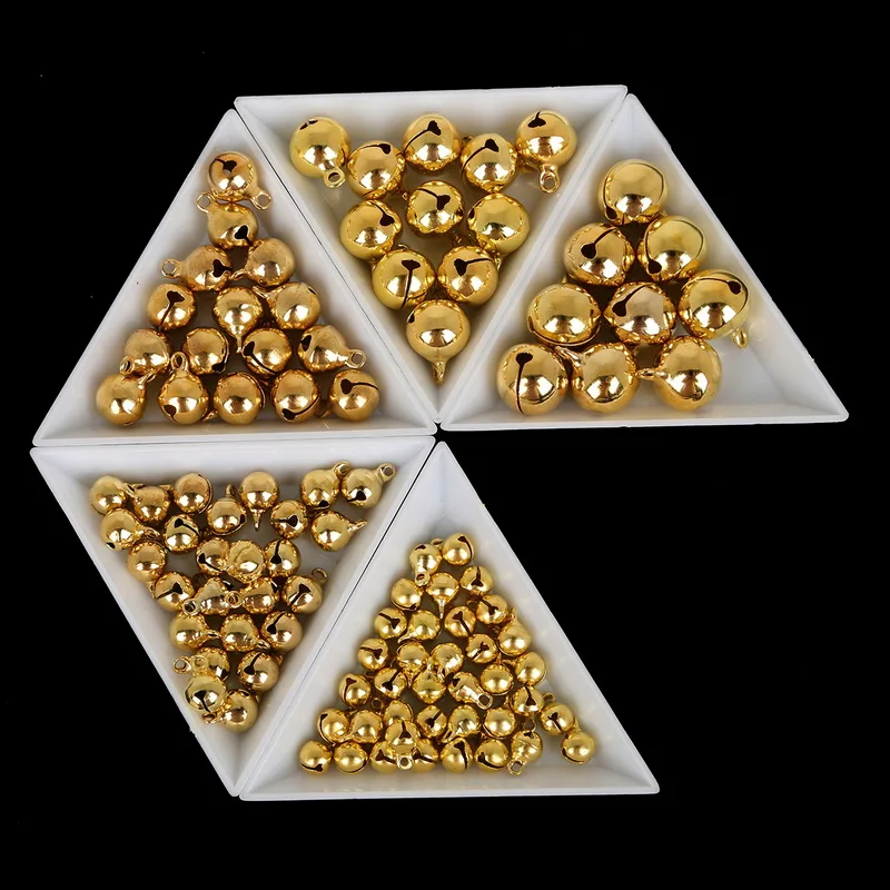 20-100 Stücke 6mm/8mm/10mm/12mm/14mm Gold Kupfer Lose Perlen kleine Jingle Bells Frohe Weihnachten Weihnachten Baum Dekoration Ornament Hause – Detail 6