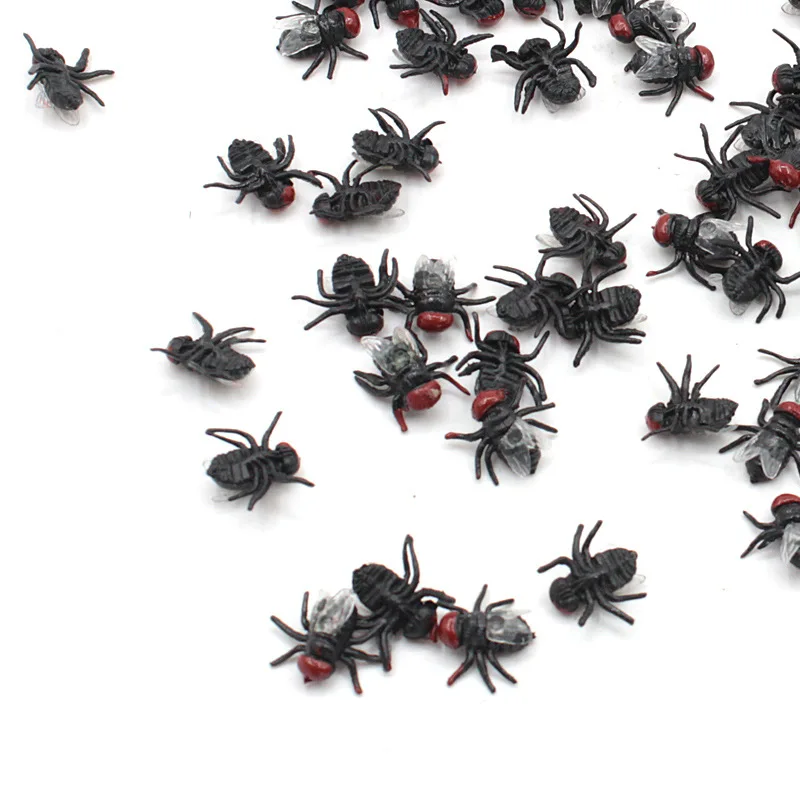 10Pcs Housefly Halloween Gadget Plastic Joke Decoration Props Rubber Centipede Toy Gags Practical Jokes Toys Plastic Bugs Hot