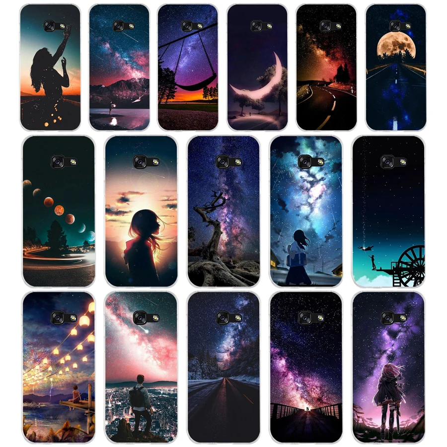 306SD Starry skies along the highway  Soft Silicone Tpu Cover phone Case for Samsung A5 2017