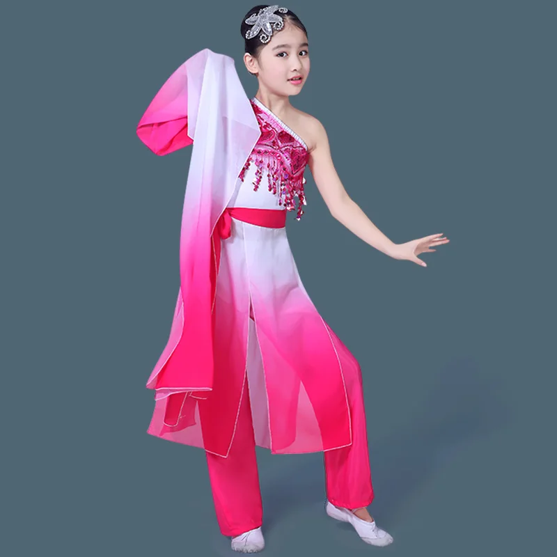 Children's classical dance costumes girls Chinese style elegant modern  Yangko dance traditional Chinese dance costume