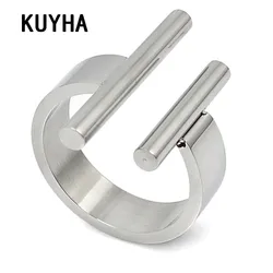 Open Finger Rings for Women Luxury Silver Color Irregular Jewelry Fashion Stainless Steel New Arrival