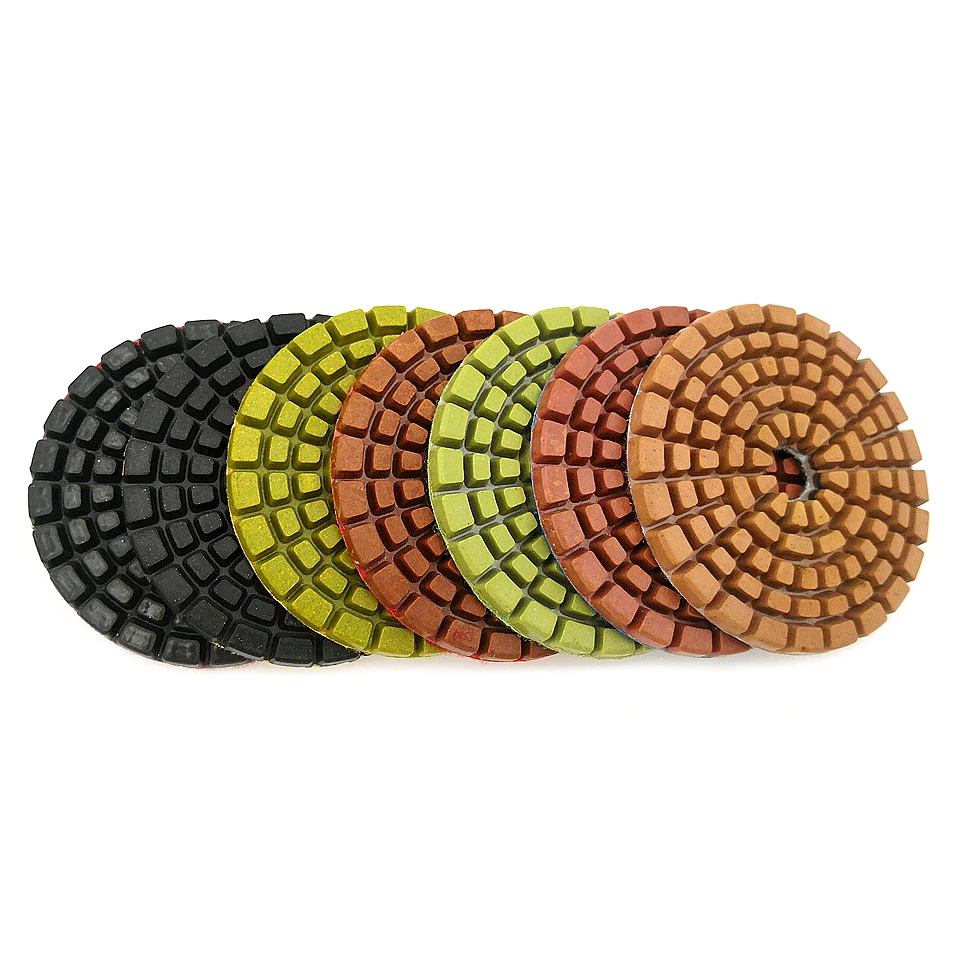 RIJILEI 7PCS/Set 4 Inch Diamond Polishing Pads For Concrete Floor Marble Thicknees 6mm Wet Grinding Discs Polishing Stone LW03