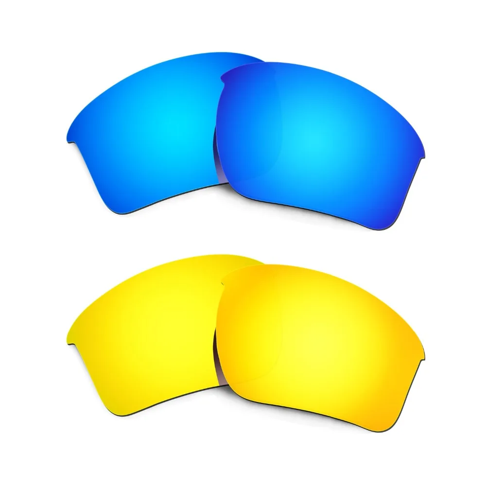 

2 Pairs Half Jacket 2.0 XL Sunglasses Replacement Lenses Blue/24K Gold