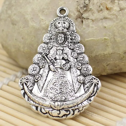 Onebeading Fashion Zinc Alloy Spanish Tibetan Silver Godliness Pendant For Necklace DIY Making Accessories 42x28mm 5pcs K02375