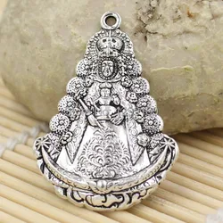 Onebeading Fashion Zinc Alloy Spanish Tibetan Silver Godliness Pendant For Necklace DIY Making Accessories 42x28mm 5pcs K02375