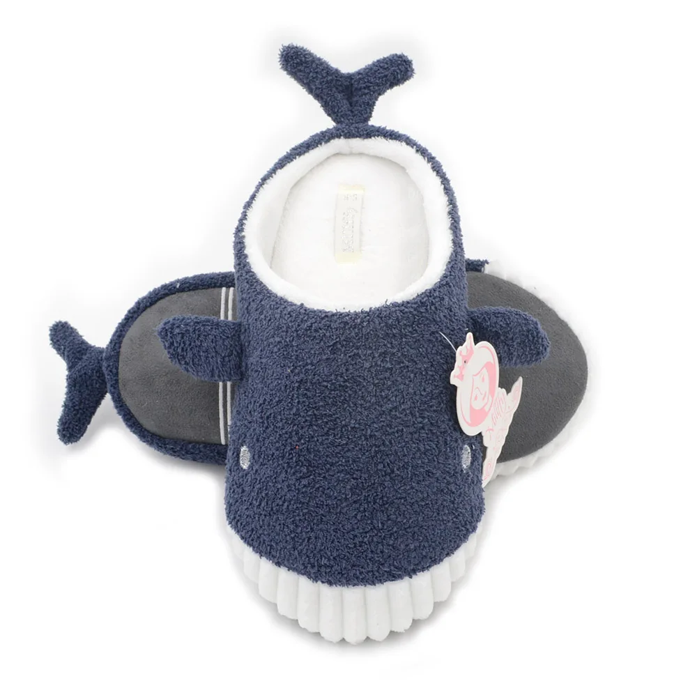 Millffy cute whale plush slippers autumn and winter Japanese girl plush shark soft bottom indoor floor home flat bedroom shoes